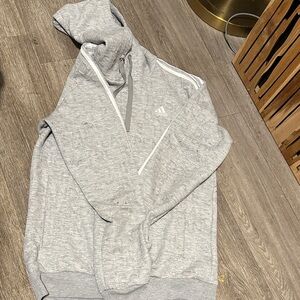 adidas Men’s Light Gray Full-Zip Hoodie with Hood